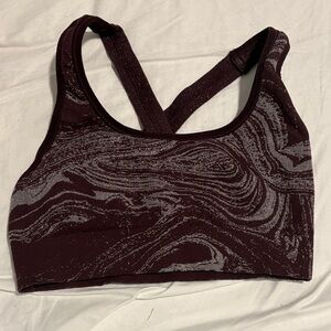 Athleta Maroon and Silver Swirled Sports Bra